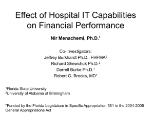 Effect of Hospital IT Capabilities on Financial Performance Nir Menachemi, Ph.D.