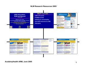 NLM Research Resources 2005 HSR Information: NLM and Beyond What’s new with…