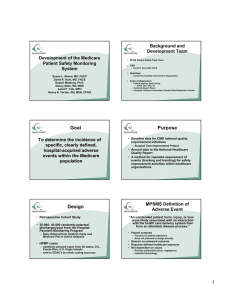 Background and Development Team Development of the Medicare Patient Safety Monitoring