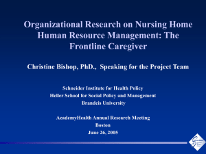 Organizational Research on Nursing Home Human Resource Management: The Frontline Caregiver
