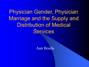 Physician Gender, Physician Marriage and the Supply and Distribution of Medical Services