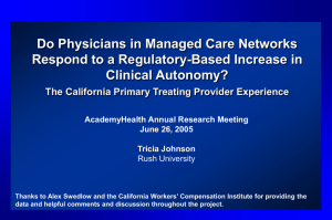 Do Physicians in Managed Care Networks Clinical Autonomy?