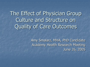 The Effect of Physician Group Culture and Structure on