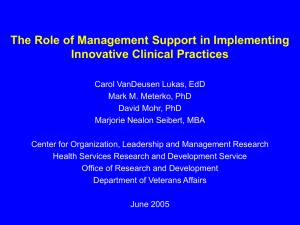 The Role of Management Support in Implementing Innovative Clinical Practices