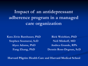 Impact of  an antidepressant adherence program in a managed care organization