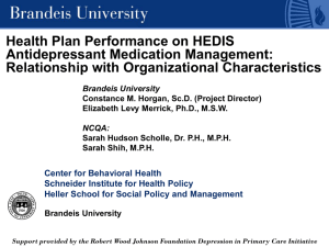 Health Plan Performance on HEDIS Antidepressant Medication Management: Relationship with Organizational Characteristics