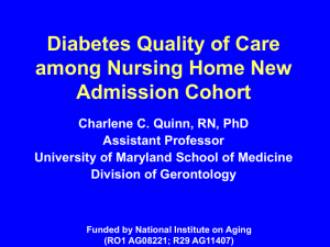 Diabetes Quality of Care among Nursing Home New Admission Cohort