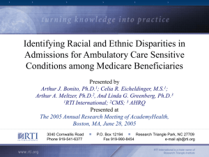Identifying Racial and Ethnic Disparities in Admissions for Ambulatory Care Sensitive