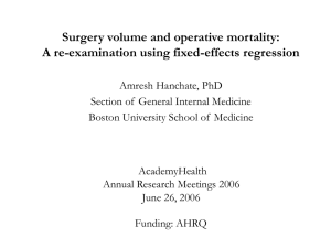 Surgery volume and operative mortality: A re-examination using fixed-effects regression