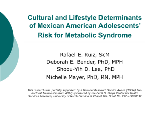 Cultural and Lifestyle Determinants of Mexican American Adolescents’ Risk for Metabolic Syndrome