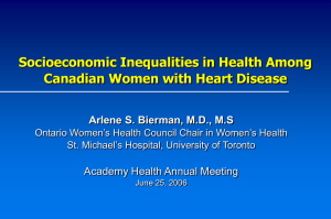 Socioeconomic Inequalities in Health Among Canadian Women with Heart Disease