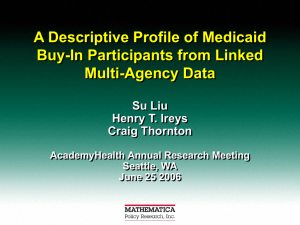 A Descriptive Profile of Medicaid Buy-In Participants from Linked Multi-Agency Data Su Liu