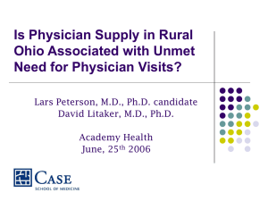 Is Physician Supply in Rural Ohio Associated with Unmet