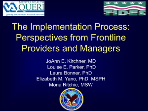 The Implementation Process: Perspectives from Frontline Providers and Managers