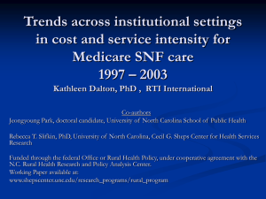Trends across institutional settings in cost and service intensity for