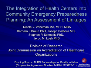 The Integration of Health Centers into Community Emergency Preparedness