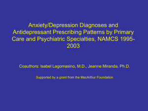 Anxiety/Depression Diagnoses and Antidepressant Prescribing Patterns by Primary