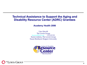 Technical Assistance to Support the Aging and Academy Health 2006 Lisa Alecxih