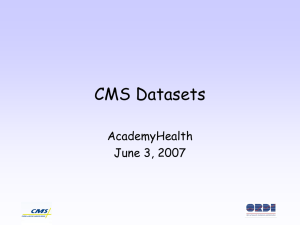 CMS Datasets AcademyHealth June 3, 2007