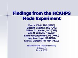 Findings from the HCAHPS Mode Experiment