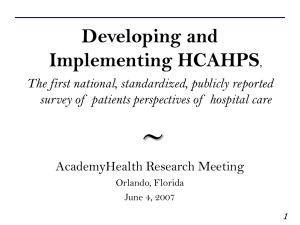 Developing and Implementing HCAHPS