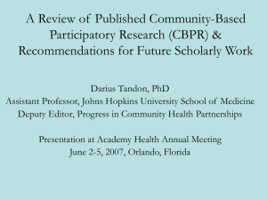 A Review of  Published Community-Based Participatory Research (CBPR) &amp;
