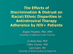 The Effects of Discrimination &amp; Distrust on Racial/Ethnic Disparities in Antiretroviral Therapy