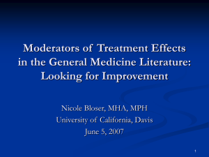 Moderators of  Treatment Effects in the General Medicine Literature: