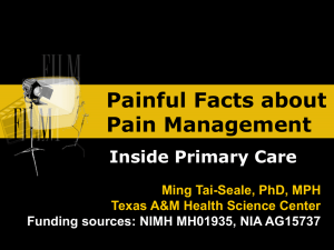 Painful Facts about Pain Management Inside Primary Care Ming Tai-Seale, PhD, MPH