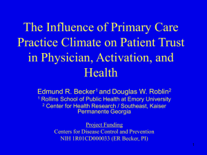 The Influence of Primary Care Practice Climate on Patient Trust Health