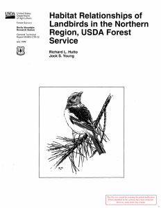 Habitat Relationships of Landbirds in  the Northern Region, USDA Forest Service