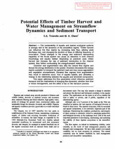 Potential  Effects  of Timber  Harvest  and
