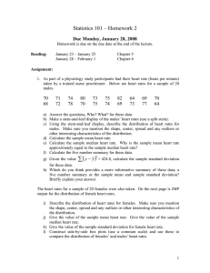 Statistics 101 – Homework 2 Due Monday, January 28, 2008