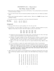 STATISTICS 101 L - Homework 2 Due Friday, January 30, 2004