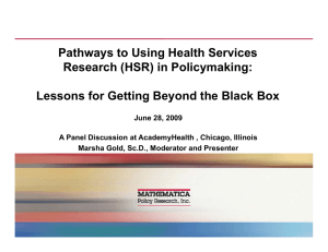 Pathways to Using Health Services Research (HSR) in Policymaking: