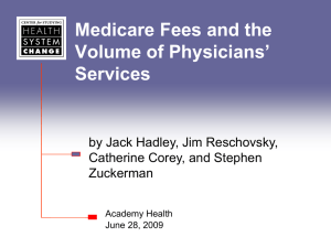 Medicare Fees and the Volume of Physicians’ Services by Jack Hadley, Jim Reschovsky,