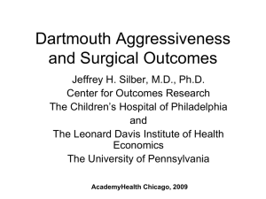 Dartmouth Aggressiveness and Surgical Outcomes