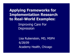 Applying Frameworks for Implementation Research