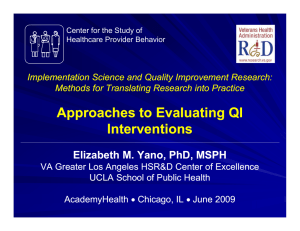 Implementation Science and Quality Improvement Research: