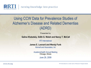 Using CCW Data for Prevalence Studies of (ADRD)