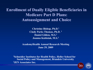 Enrollment of Dually Eligible Beneficiaries in Medicare Part D Plans: