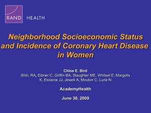 Neighborhood Socioeconomic Status and Incidence of Coronary Heart Disease in Women AcademyHealth