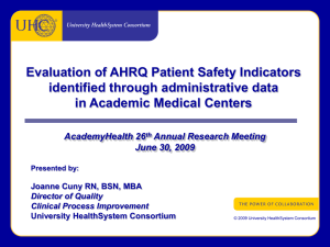 Evaluation of AHRQ Patient Safety Indicators identified through administrative data