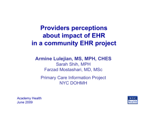 Providers perceptions about impact of EHR in a community EHR project