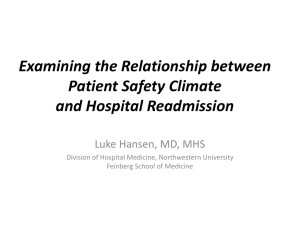 Examining the Relationship between  Patient Safety Climate Patient Safety Climate  and Hospital Readmission