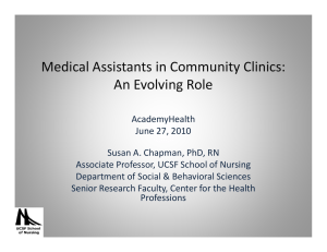 Medical Assistants in Community Clinics:  An Evolving Role