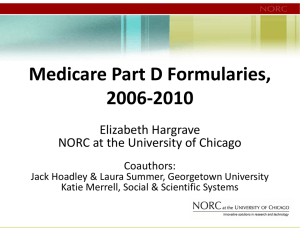 Medicare Part D Formularies,  2006‐2010 Elizabeth Hargrave NORC at the University of Chicago