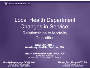 Local Health Department Changes in Service: Relationships to Mortality p
