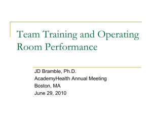 Team Training and Operating R P f Room Performance