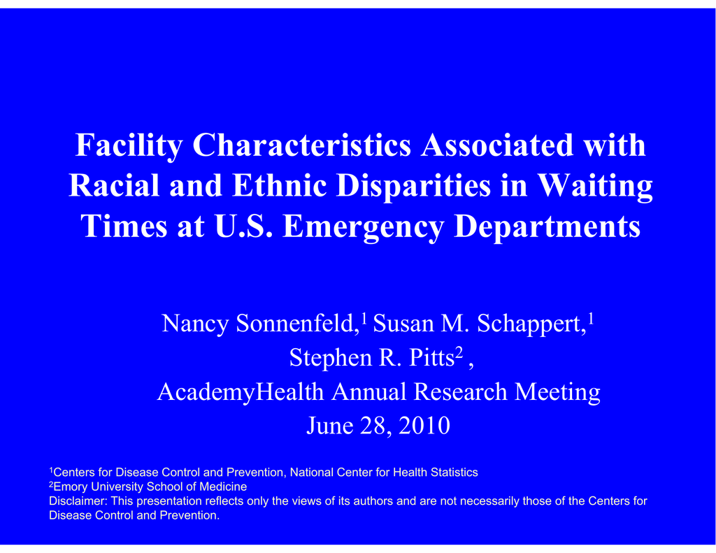 Facility Characteristics Associated With Racial And Ethnic Disparities ...